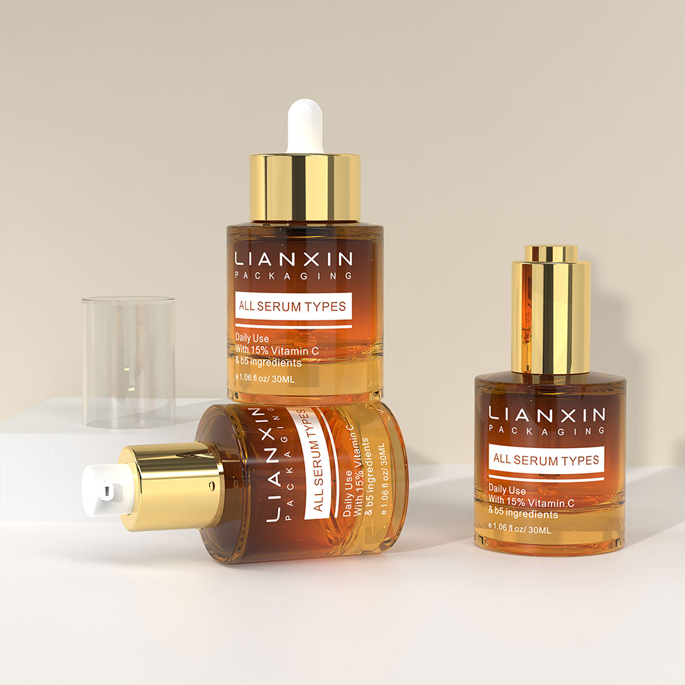 amber cylinder serum bottle