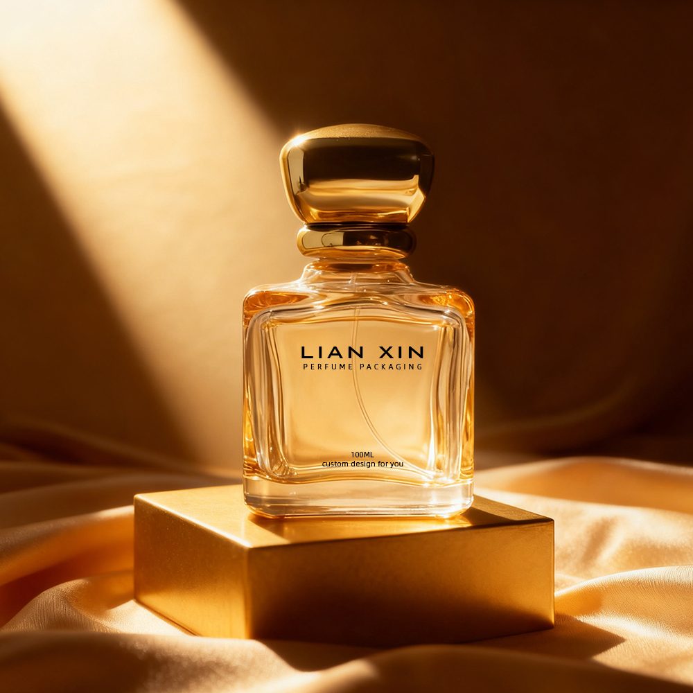 100ml square perfume bottle with gold cap