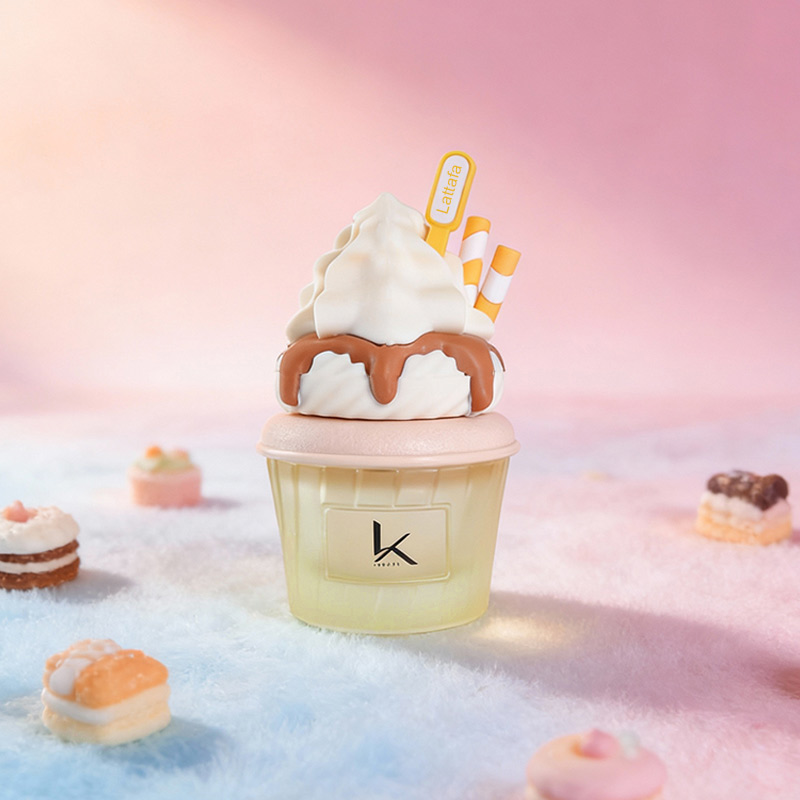 yellow ice cream dessert glass perfume bottle