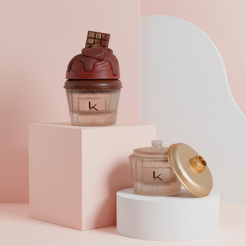 brown ice cream dessert glass perfume bottle