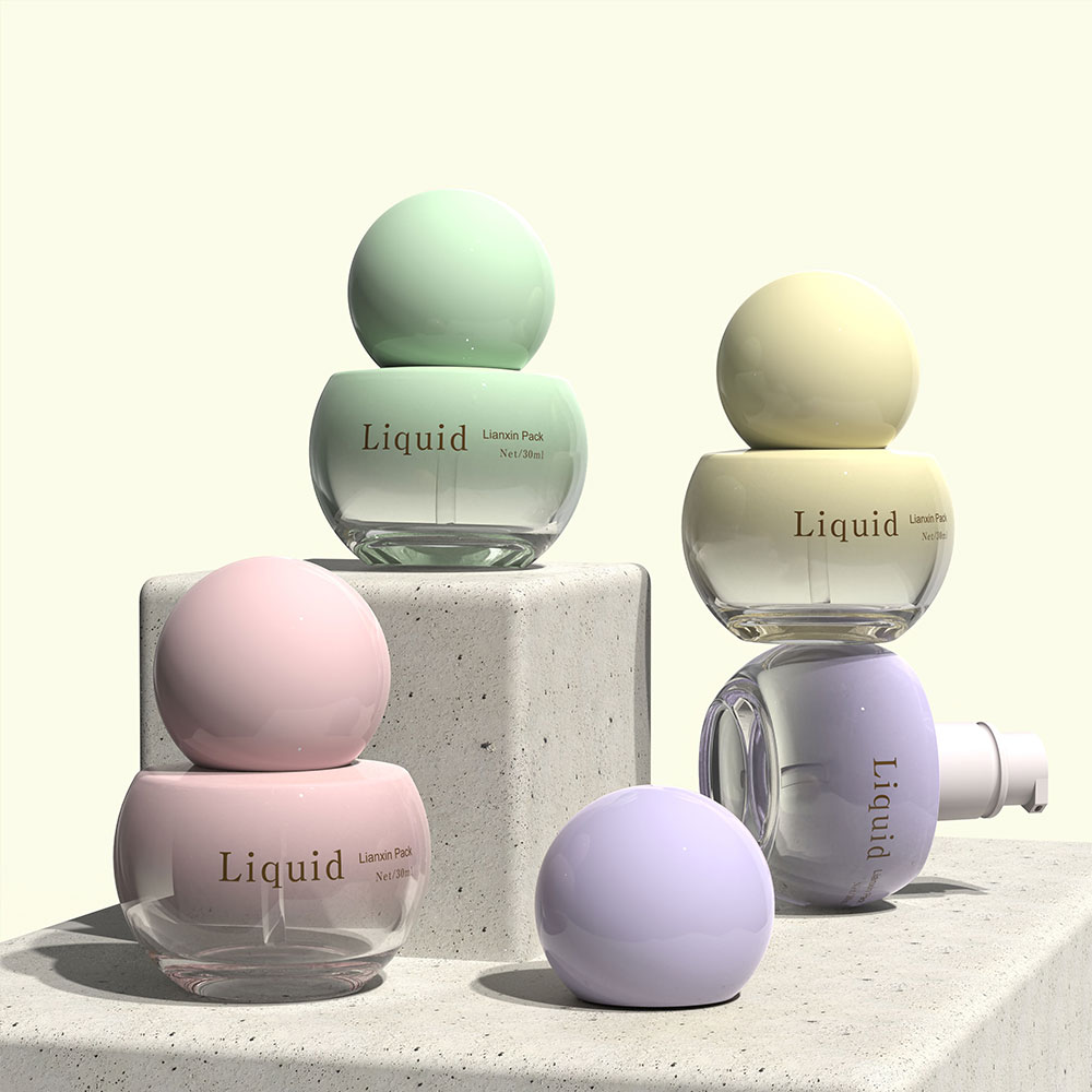 cute glass round lotion pump bottle