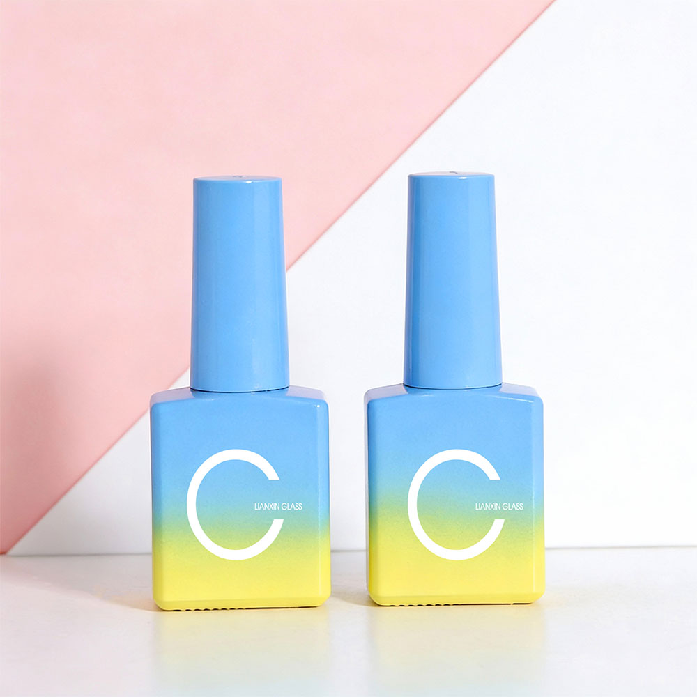 10ml gradient blue glass nail polish bottle with brush