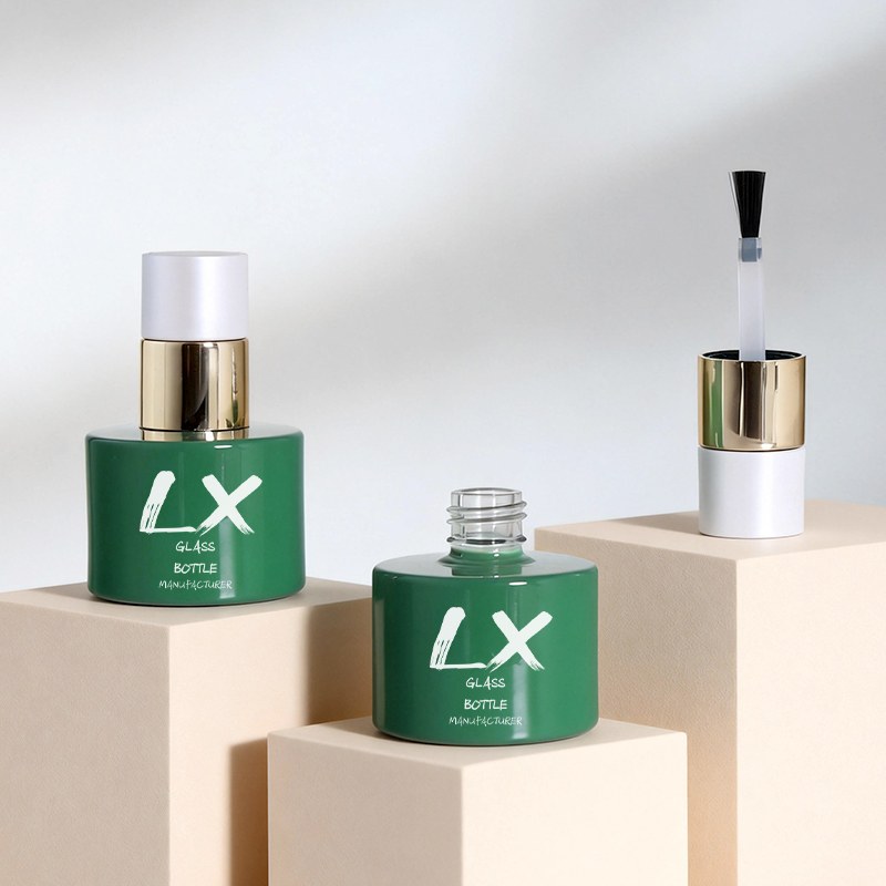 18ml empty dark green cylindrical nail polish bottle