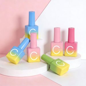 10ml square gradient glass nail polish bottle with brush