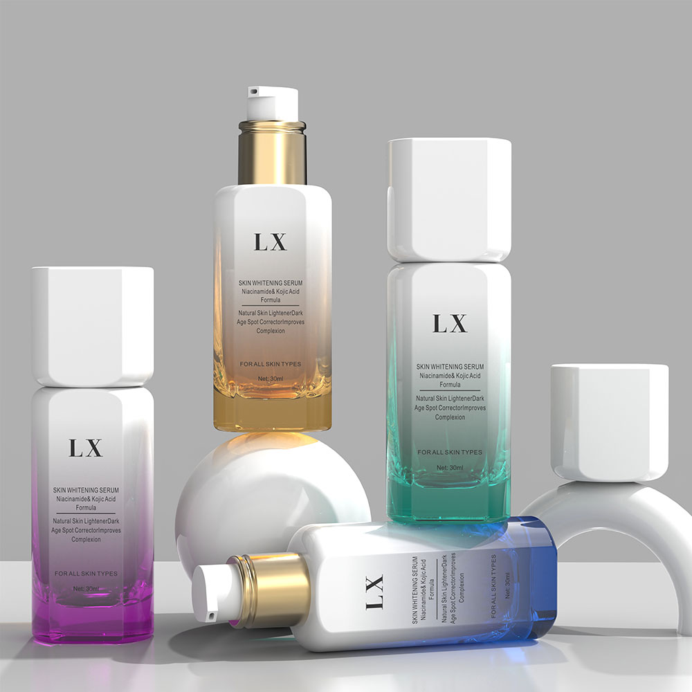 White Luxury 30ml Unique Glass Lotion Bottle with Pump