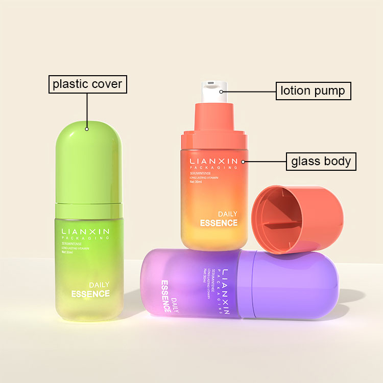 minimalist lotion serum bottle details