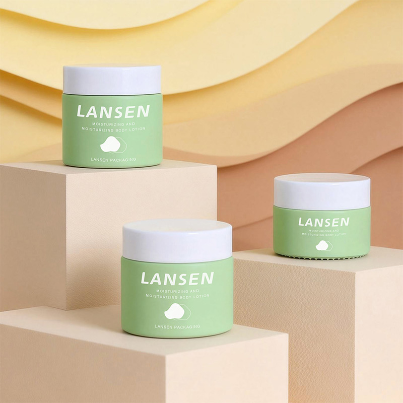 spraying face cream jars