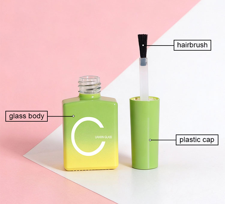 10ml square gradient nail polish empty bottle details