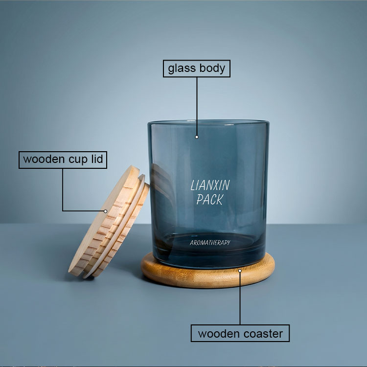 Luxury 315ml Smoky Blue Glass Candle Jar with Custom Gift Box - Lansen ...