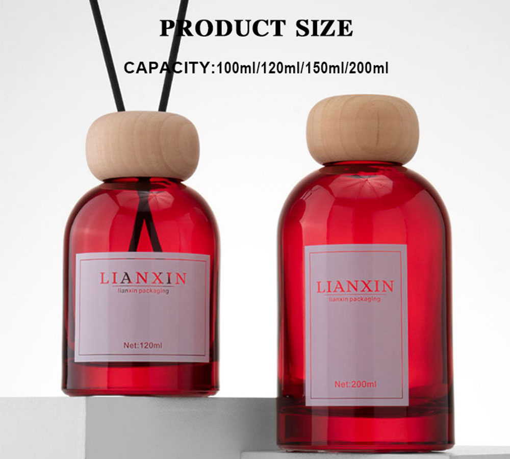 Red glass reed diffuser bottle for Christmas gift set 200ml size