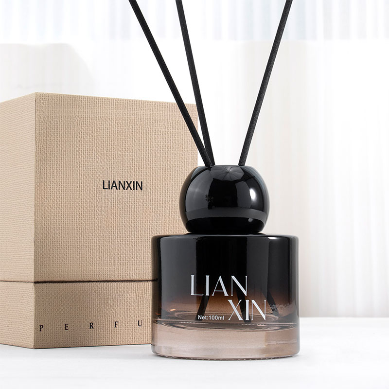 Luxury black gradient glass diffuser bottle with ball cap and gift box 100ml 150ml 200ml