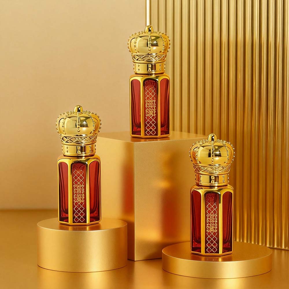 6ml luxury gold crown glass roller bottle for arabic perfume oil