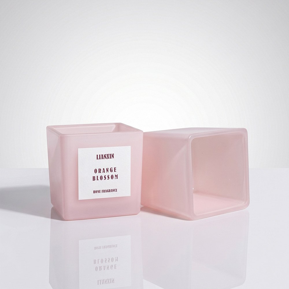 120ml Pink Frosted Square Candle Cup