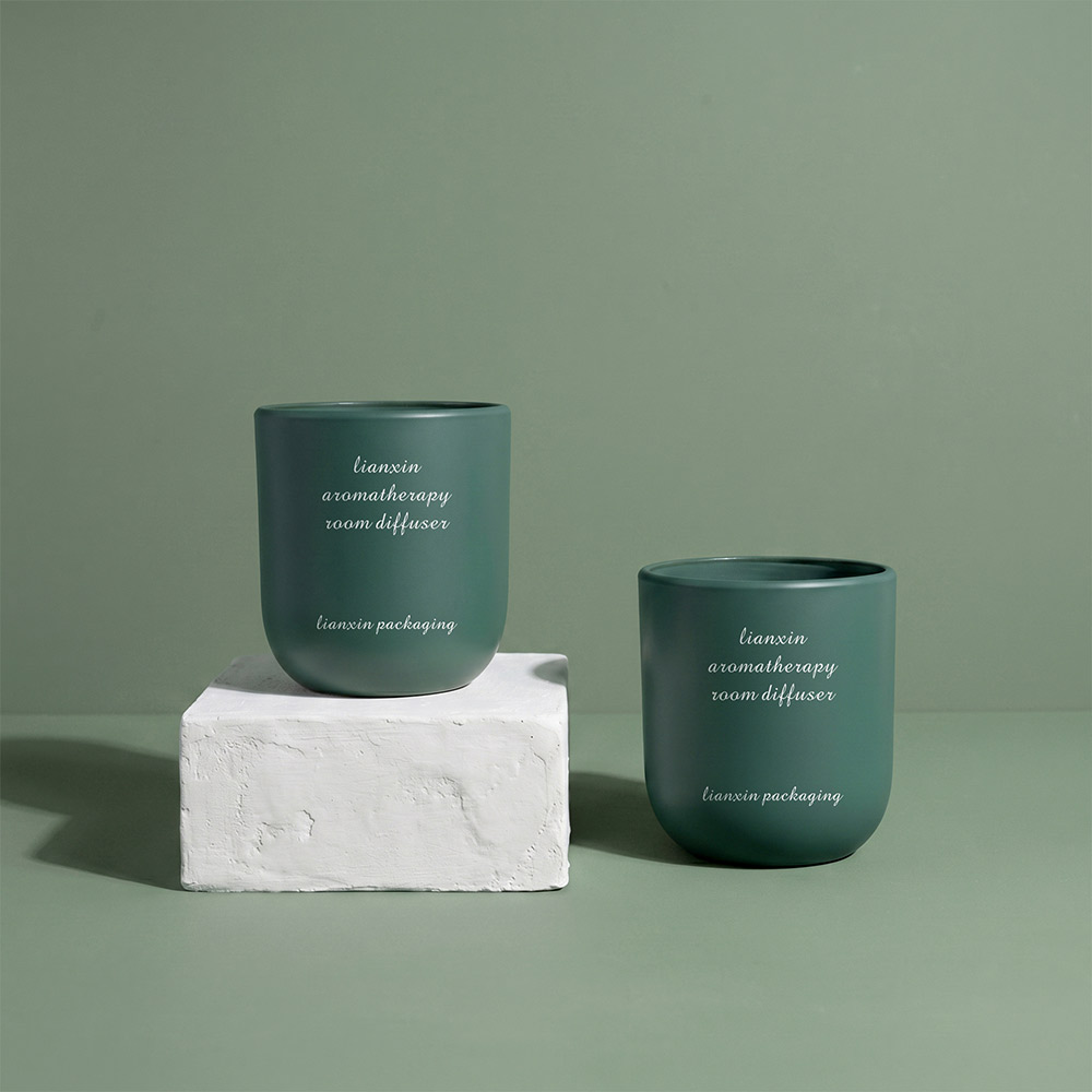 200ml u-shaped forest green matte candle jar