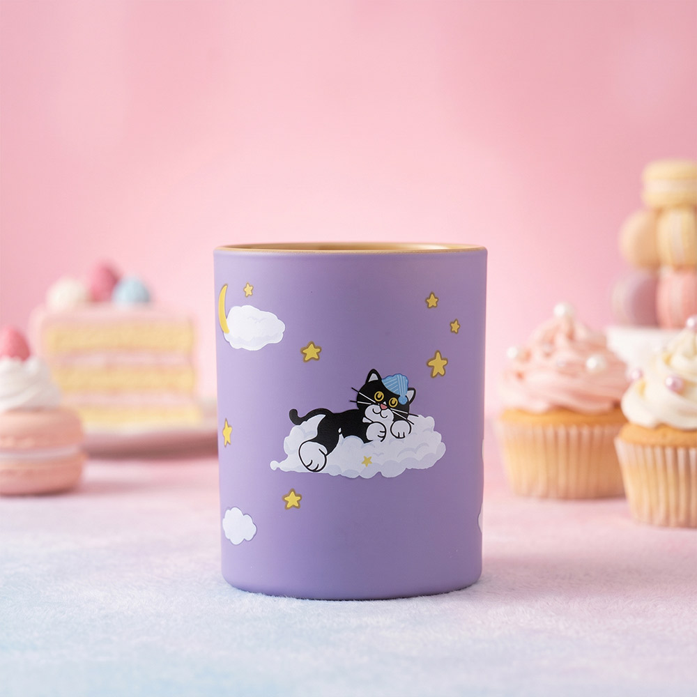purple cute 140ml cat themed candle vessels