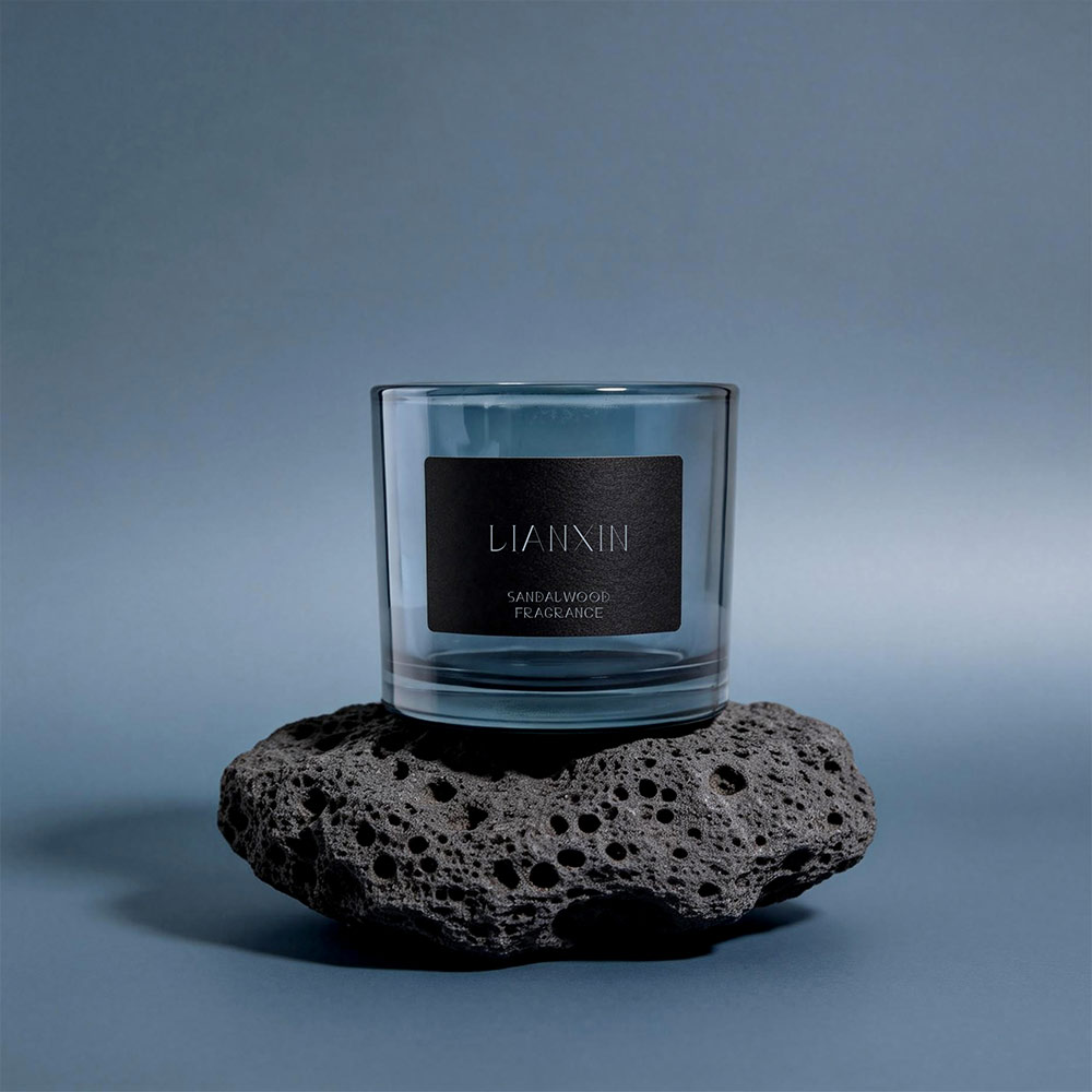 luxury 275ml blue glass candle jars with custom label