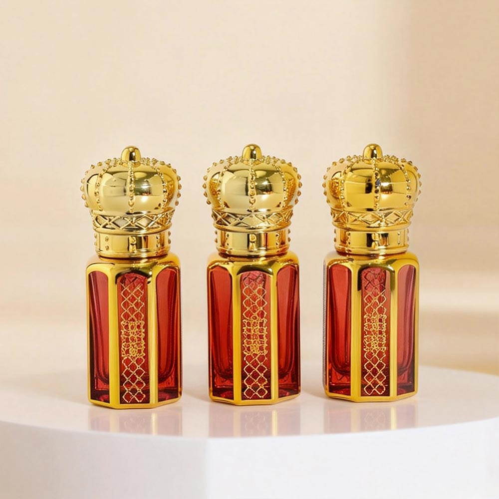 empty 6ml luxury gold crown glass roller bottle for arabic perfume oil