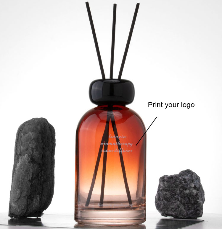 custom Luxury gradient amber glass reed diffuser bottle manufacturer