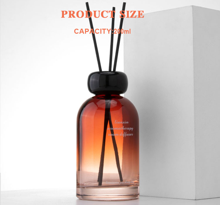 Luxury Gradient Amber Glass Reed Diffuser Bottle size