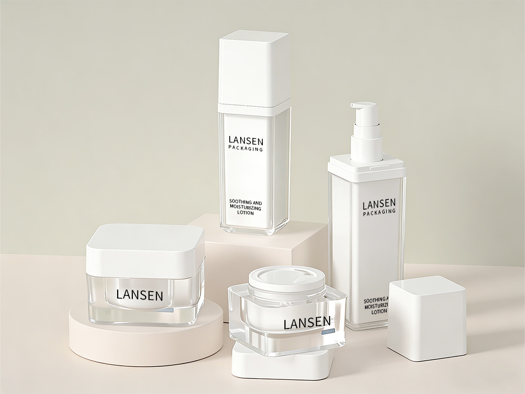 square acrylic cosmetic bottle
