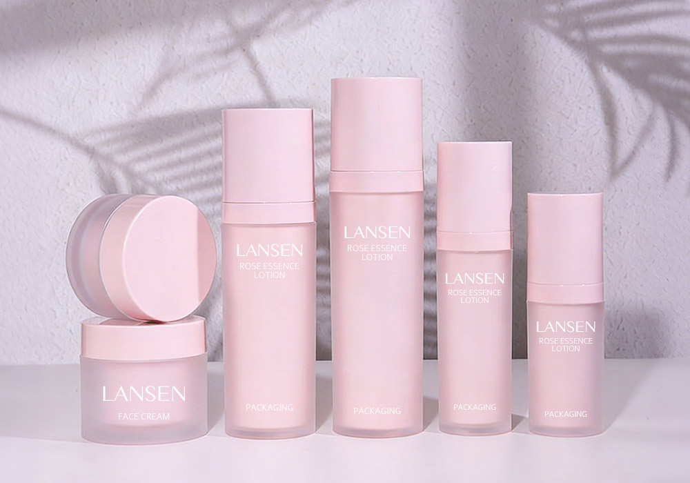 pink acrylic cosmetic bottles