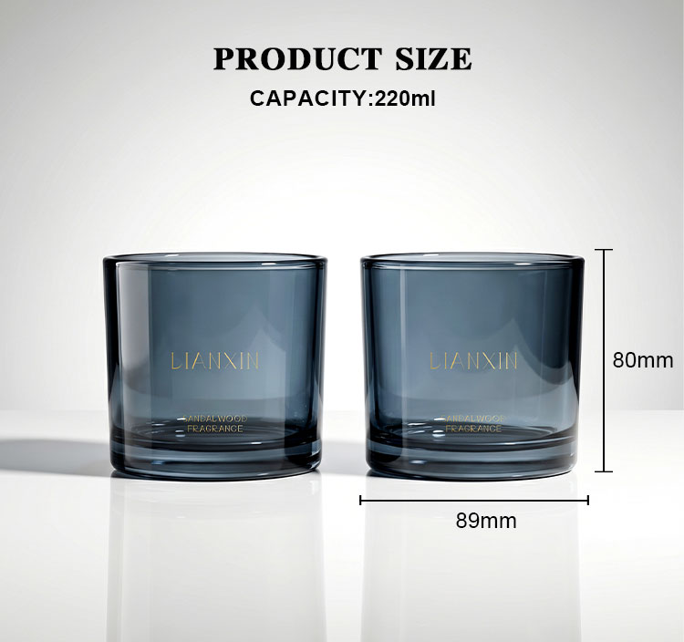 275ml blue glass candle jars size