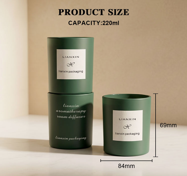 220ml matte green candle jar size