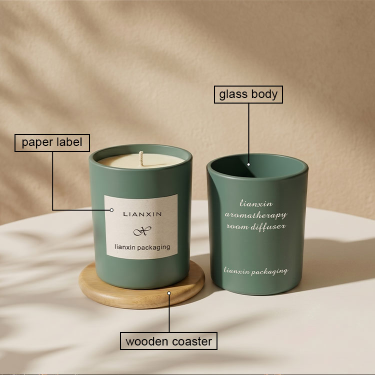 220ml matte green candle jar details