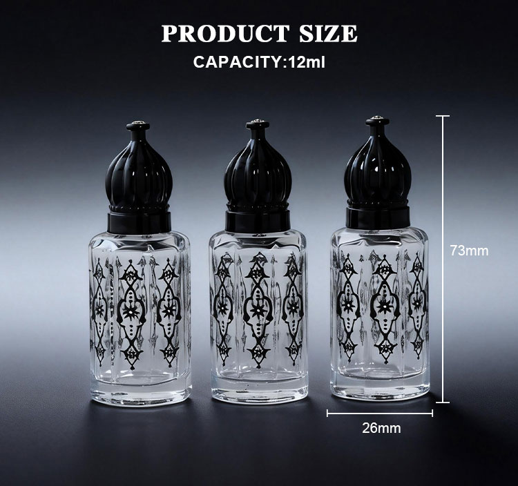 12ml refillable attar bottles with metal roller ball size