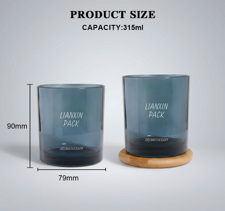 blue glass candle jar size