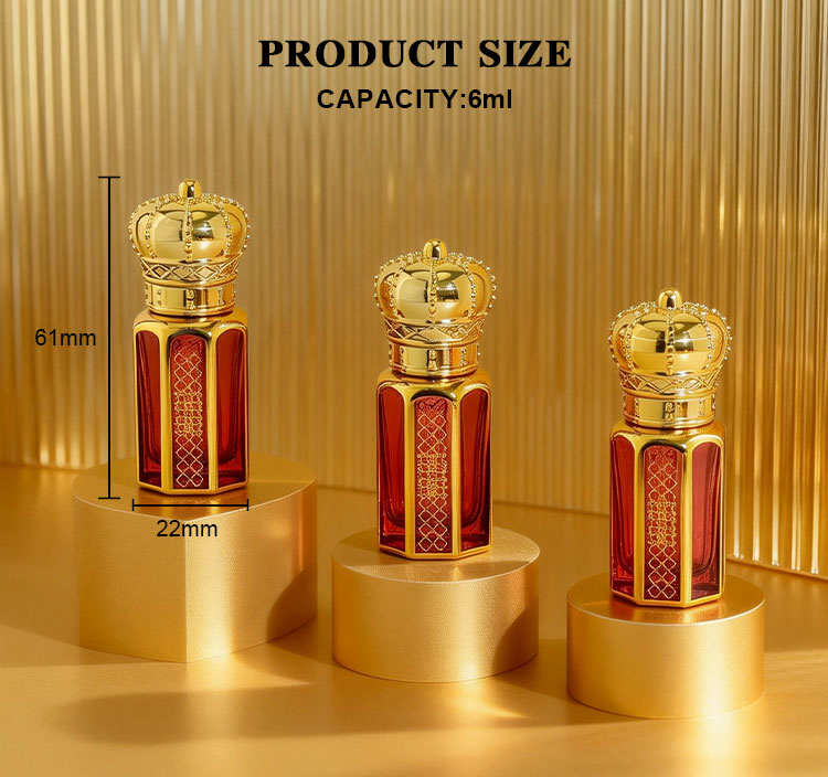 6ml luxury gold crown glass roller bottle size