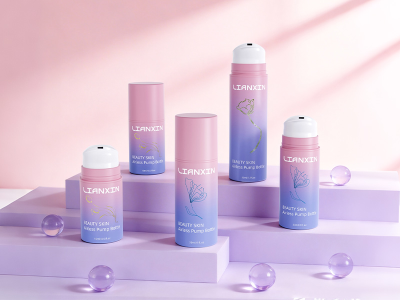 pink plastic airless bottle