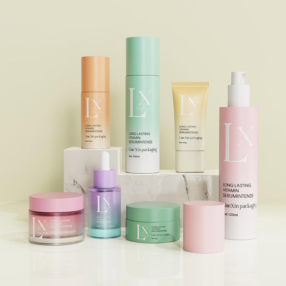 empty gradient skincare packaging set