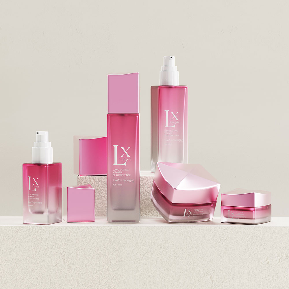 pink gradient glass serum bottle 40ml for luxury skincare branding