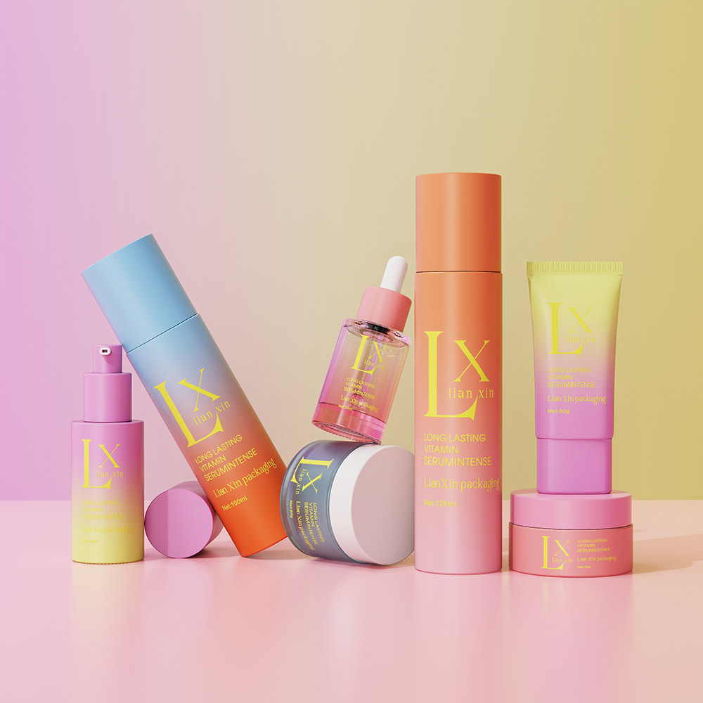 pink gradient skincare packaging set