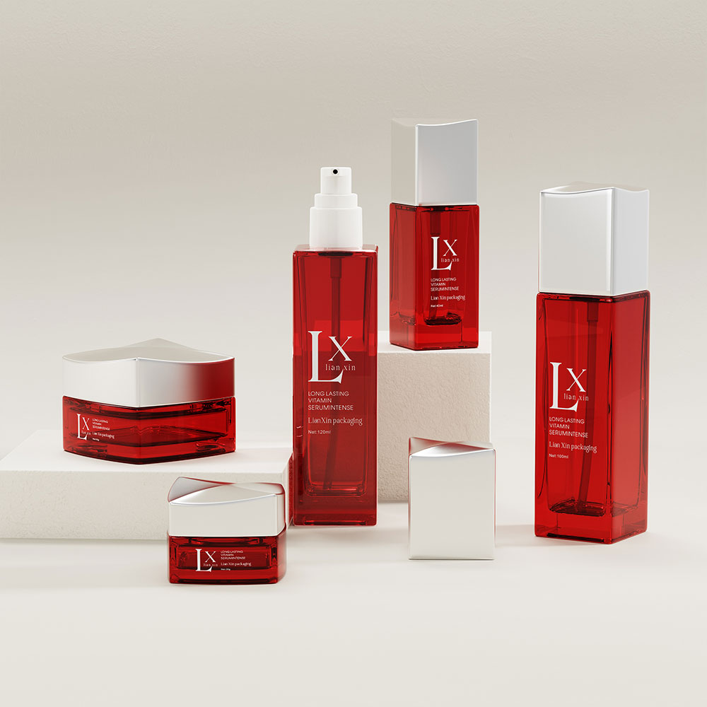 red glass serum bottle 40ml for luxury skincare branding