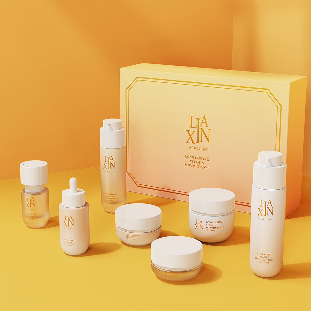 Gradient Glass Skincare Bottle and Cream Jar Set with Box