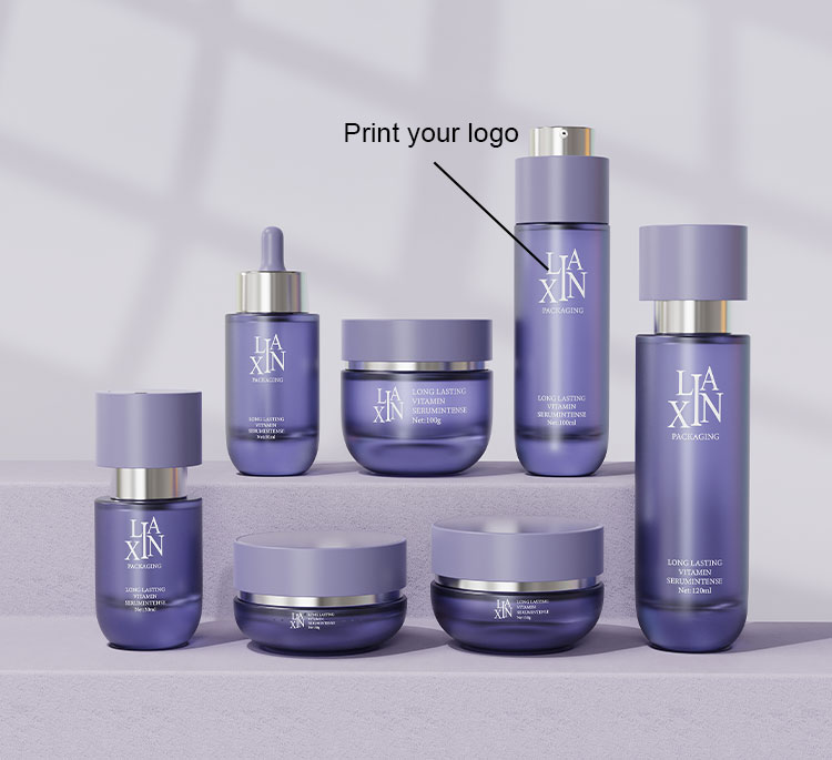 High-end gradient glass cosmetic bottles and jars for skincare packaging custom