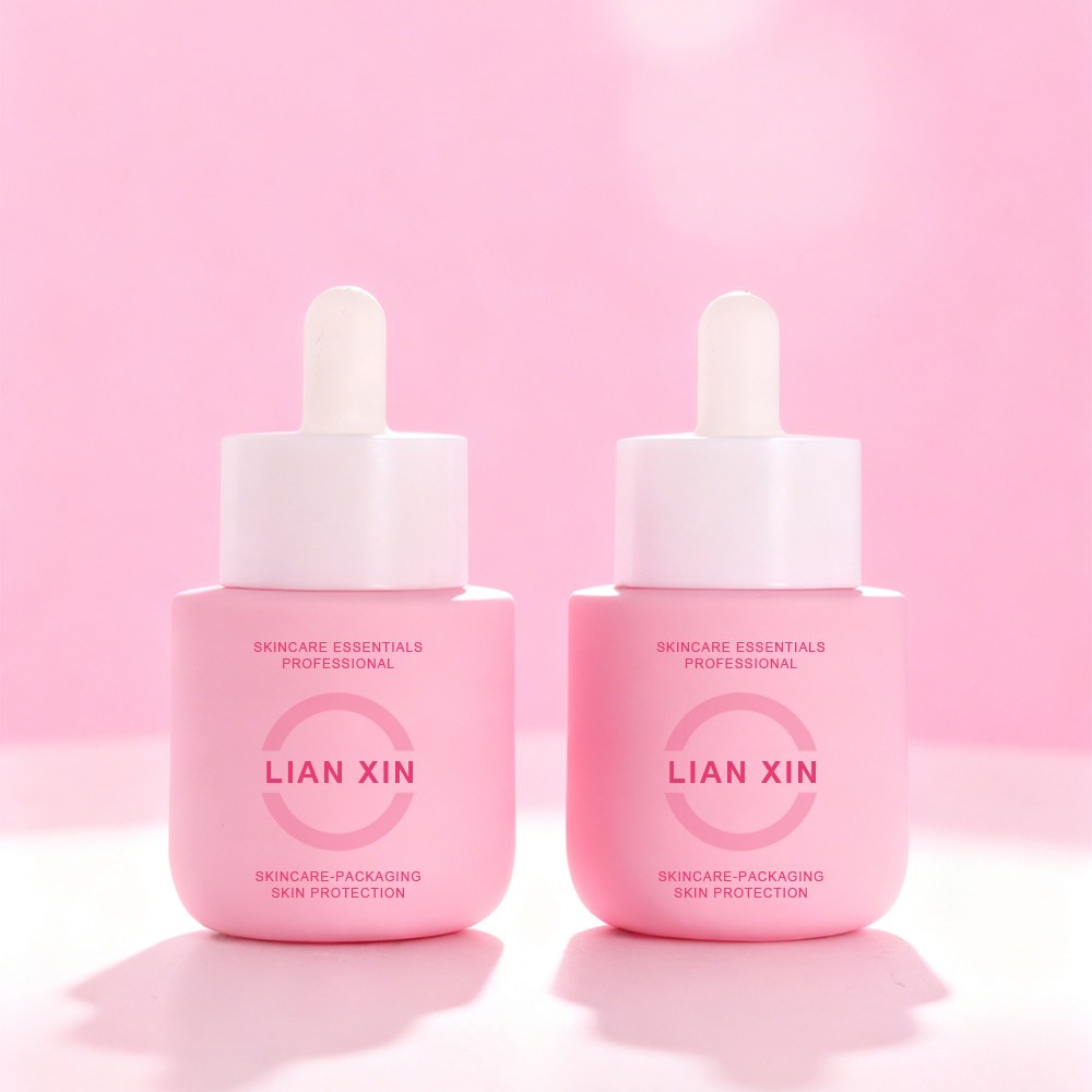 pink 30ml glass serum bottle