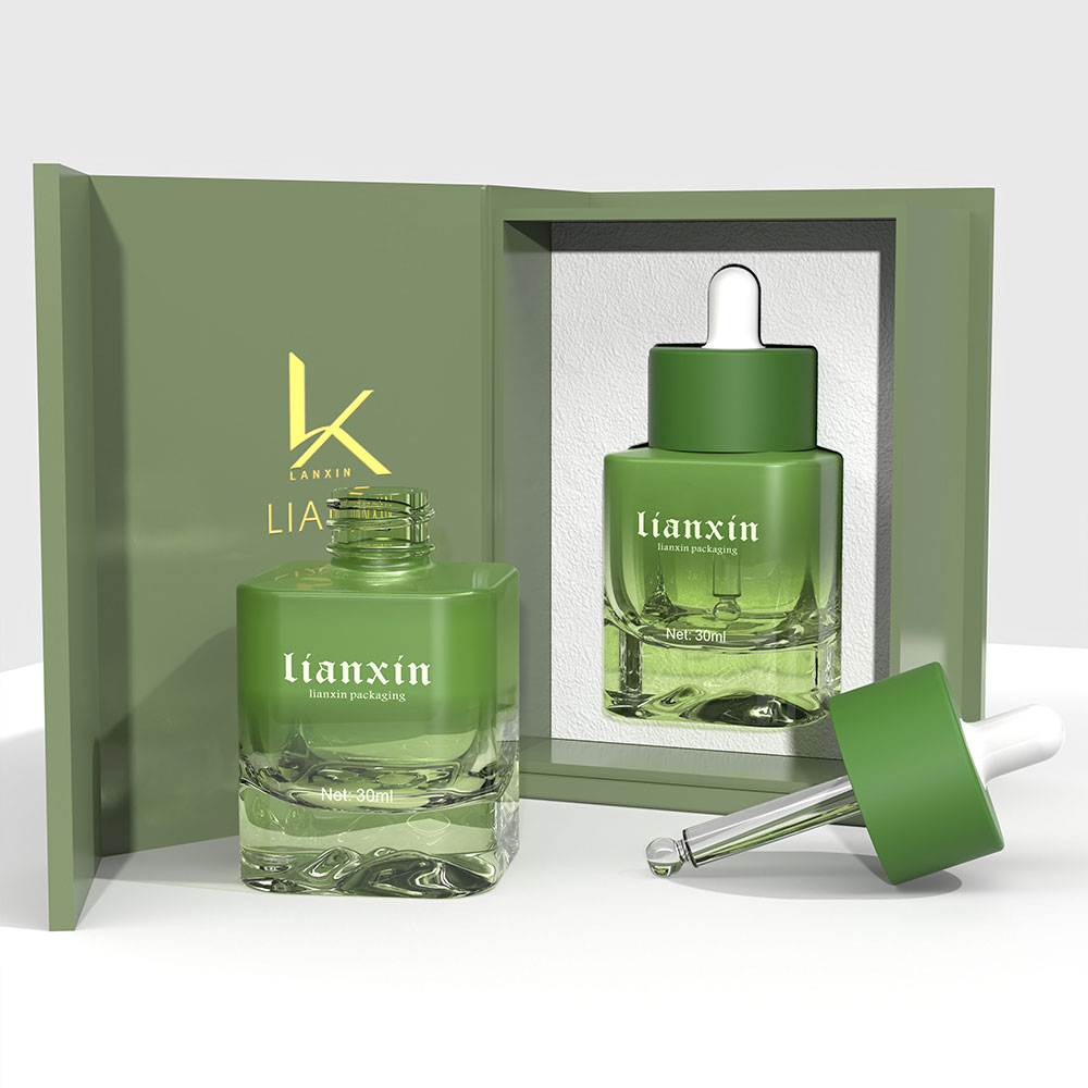 Green Square Glass Dropper Bottle