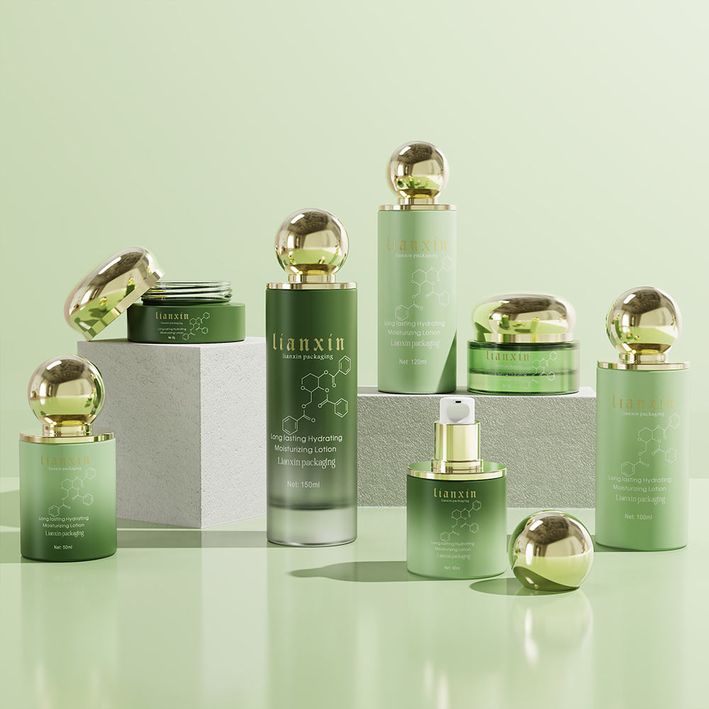 Green Sphere Cap Glass Skincare Packaging Set