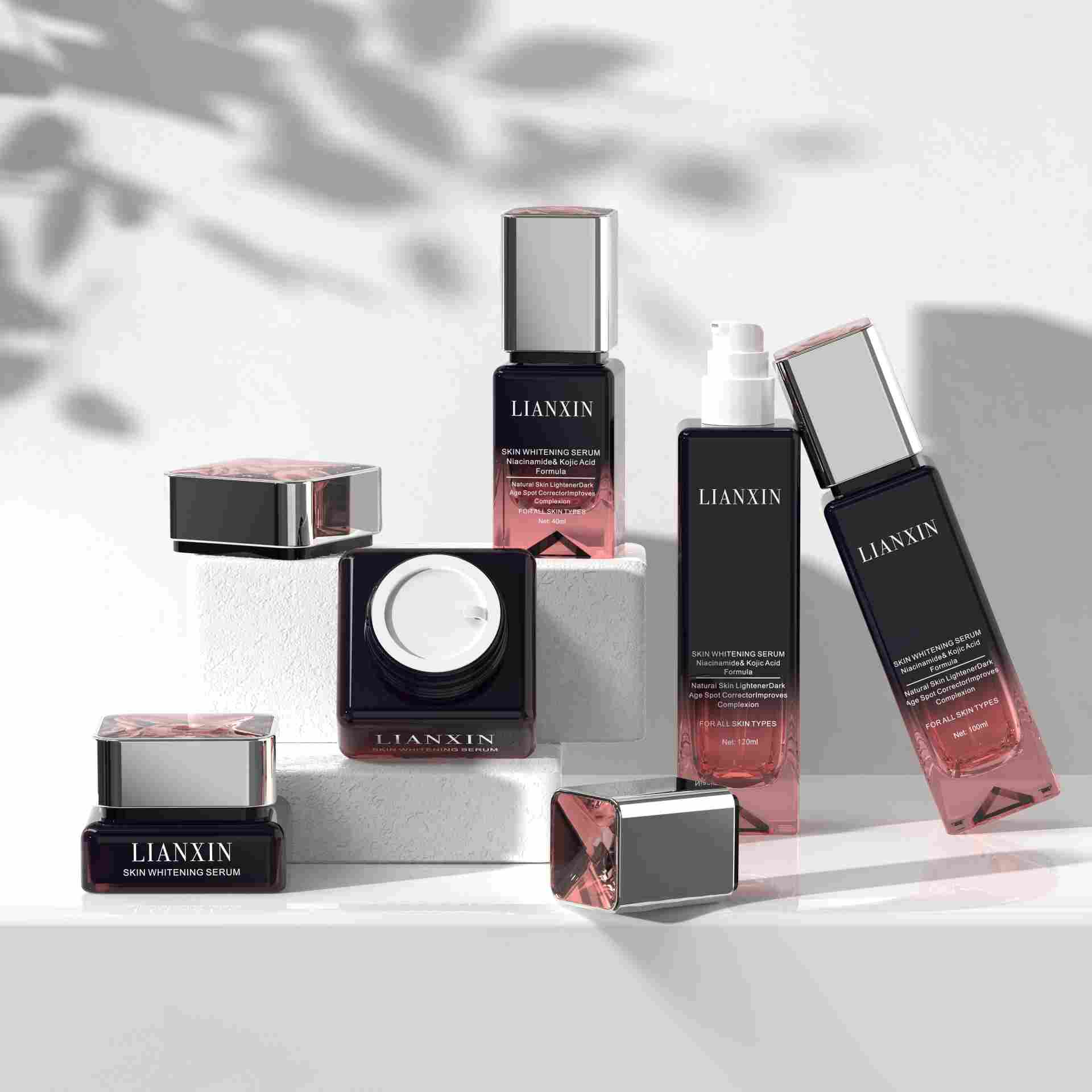 Rose pink gradient square glass cosmetic packaging set