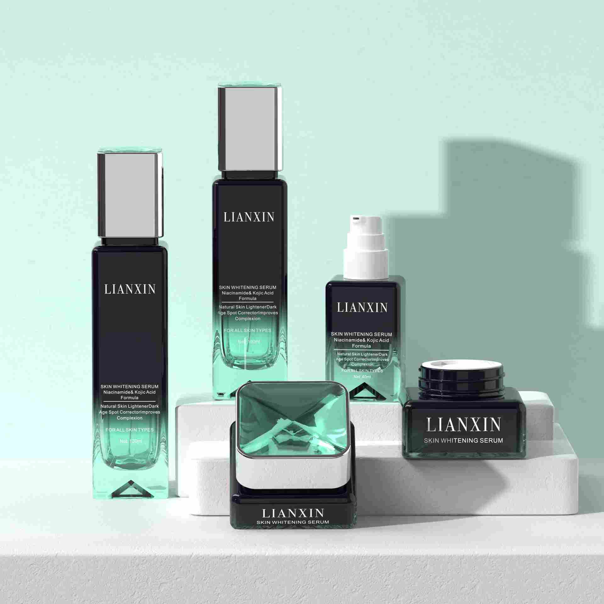 green gradient square glass cosmetic packaging set