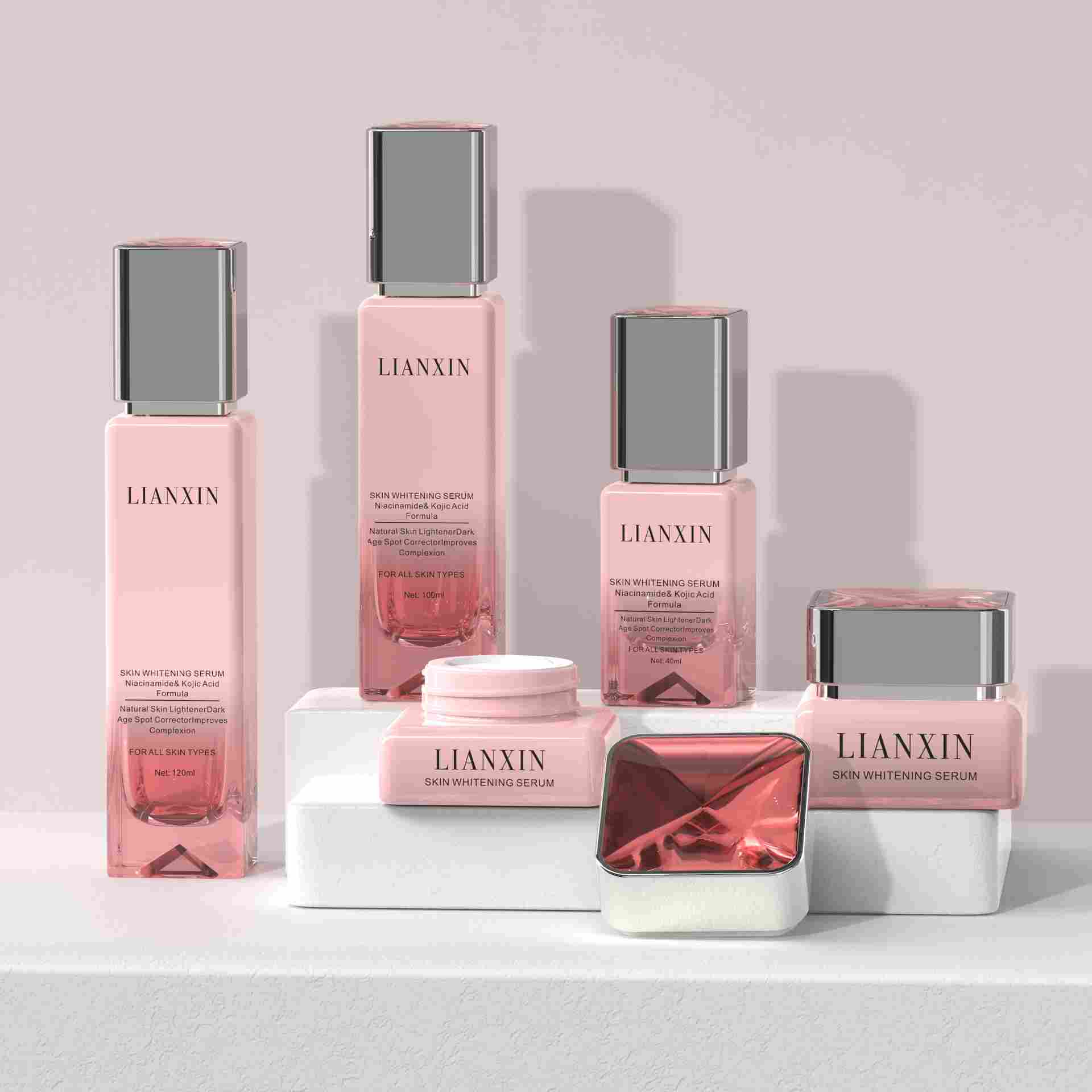 Pink luxury cosmetic packaging set