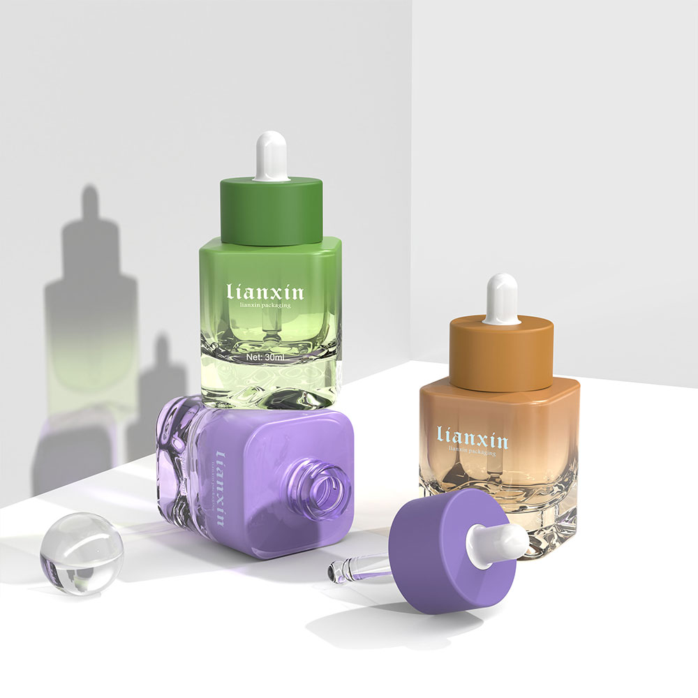 Color Square Glass Dropper Bottle