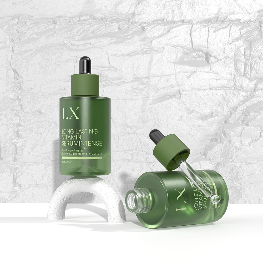 frosted green serum dropper bottle