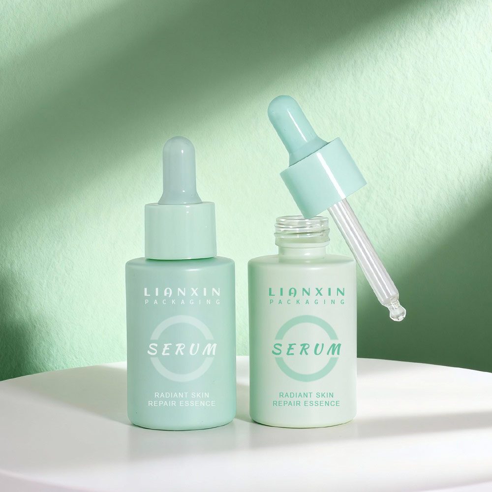 private label green serum bottle