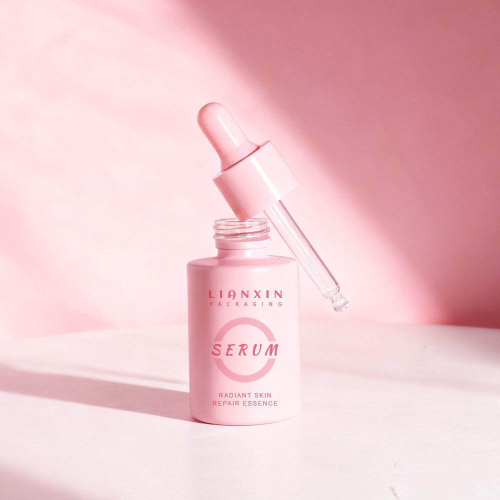private label pink serum bottle