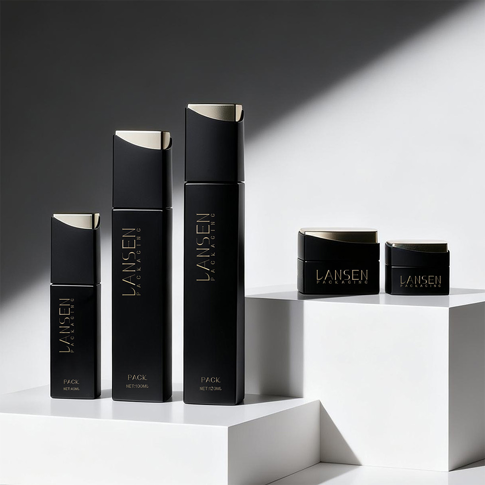 Black Glass Cosmetic Bottle