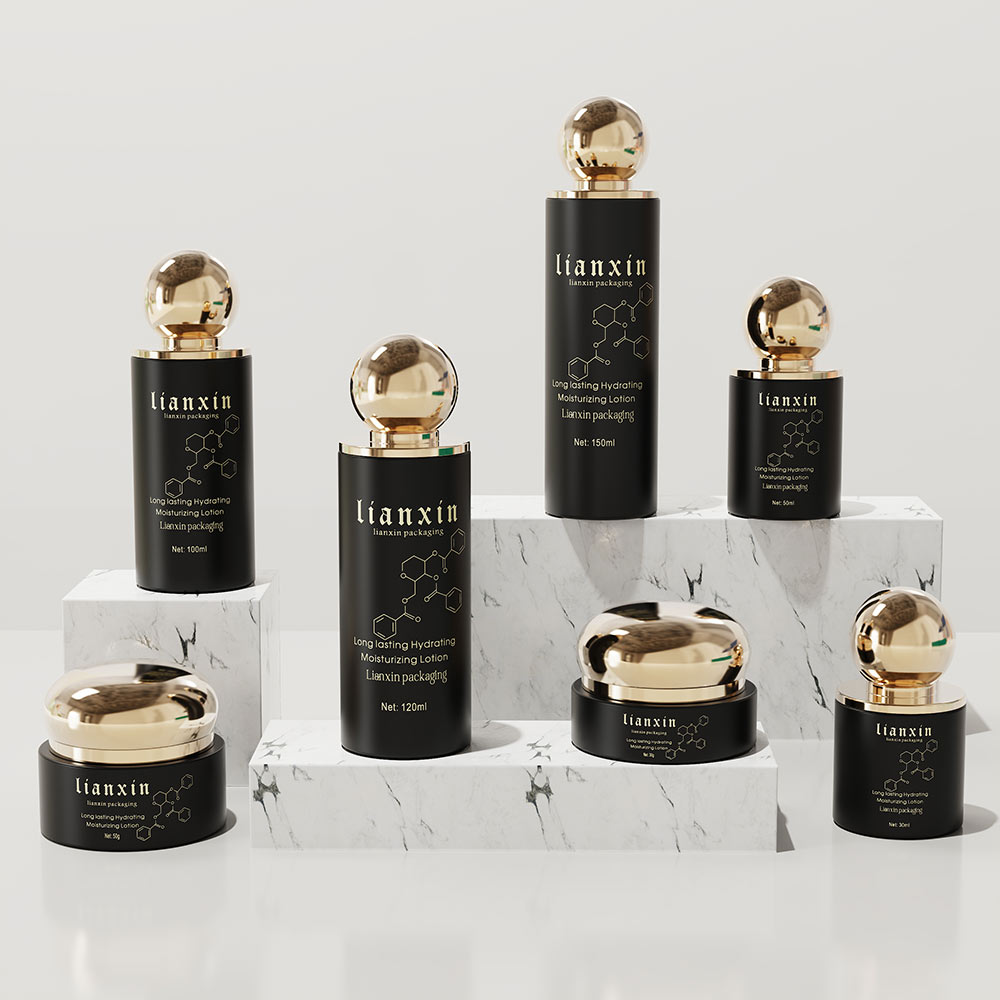 Black Sphere Cap Glass Skincare Packaging Set